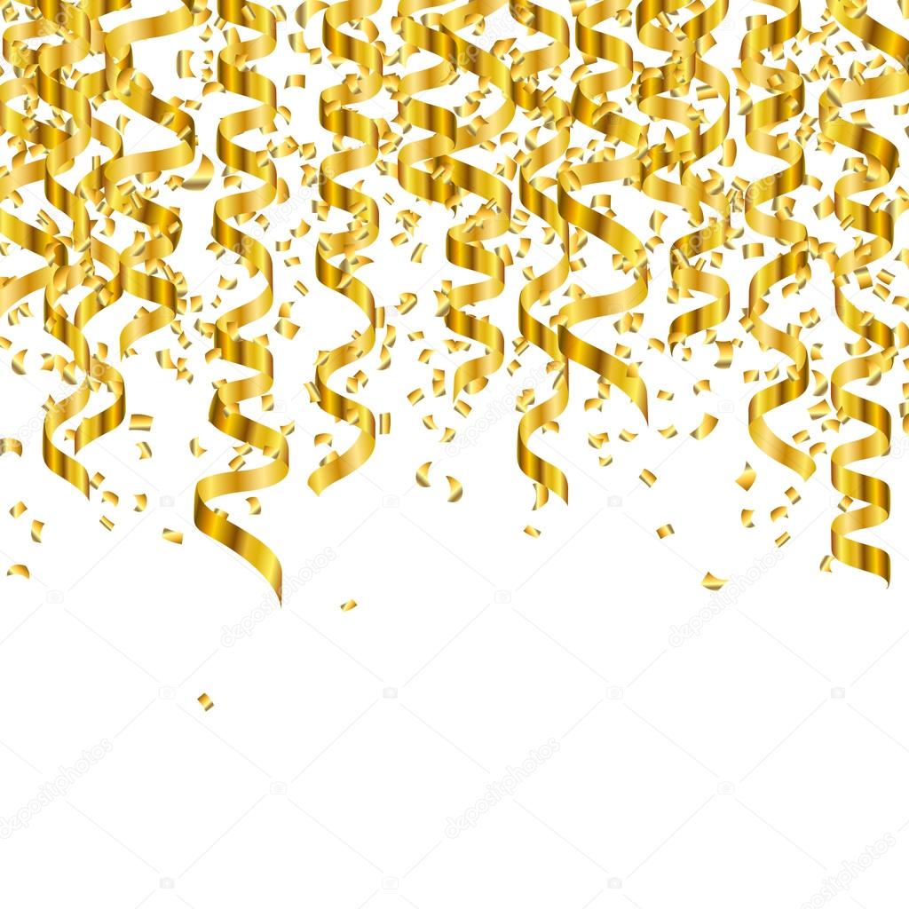 Vector Golden Party Streamers and Confetti Stock Vector by